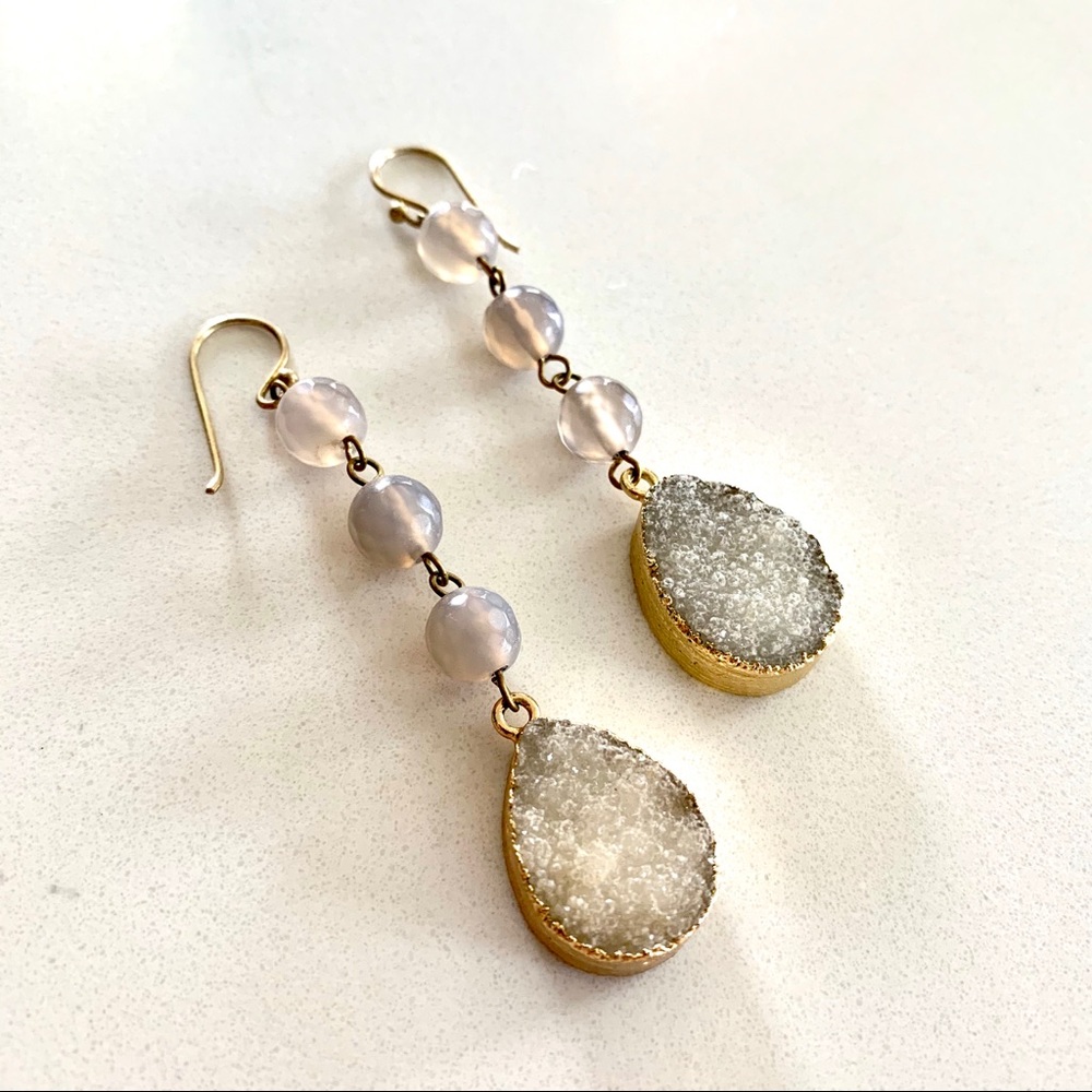 Drusy Quartz Drop Earrings